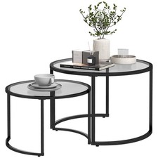 HOMCOM Glass Coffee Table Set
